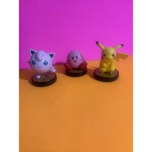 Pikachu Kirby  and Jigglypuff amiibo Super Smash Bros Series (see Des)